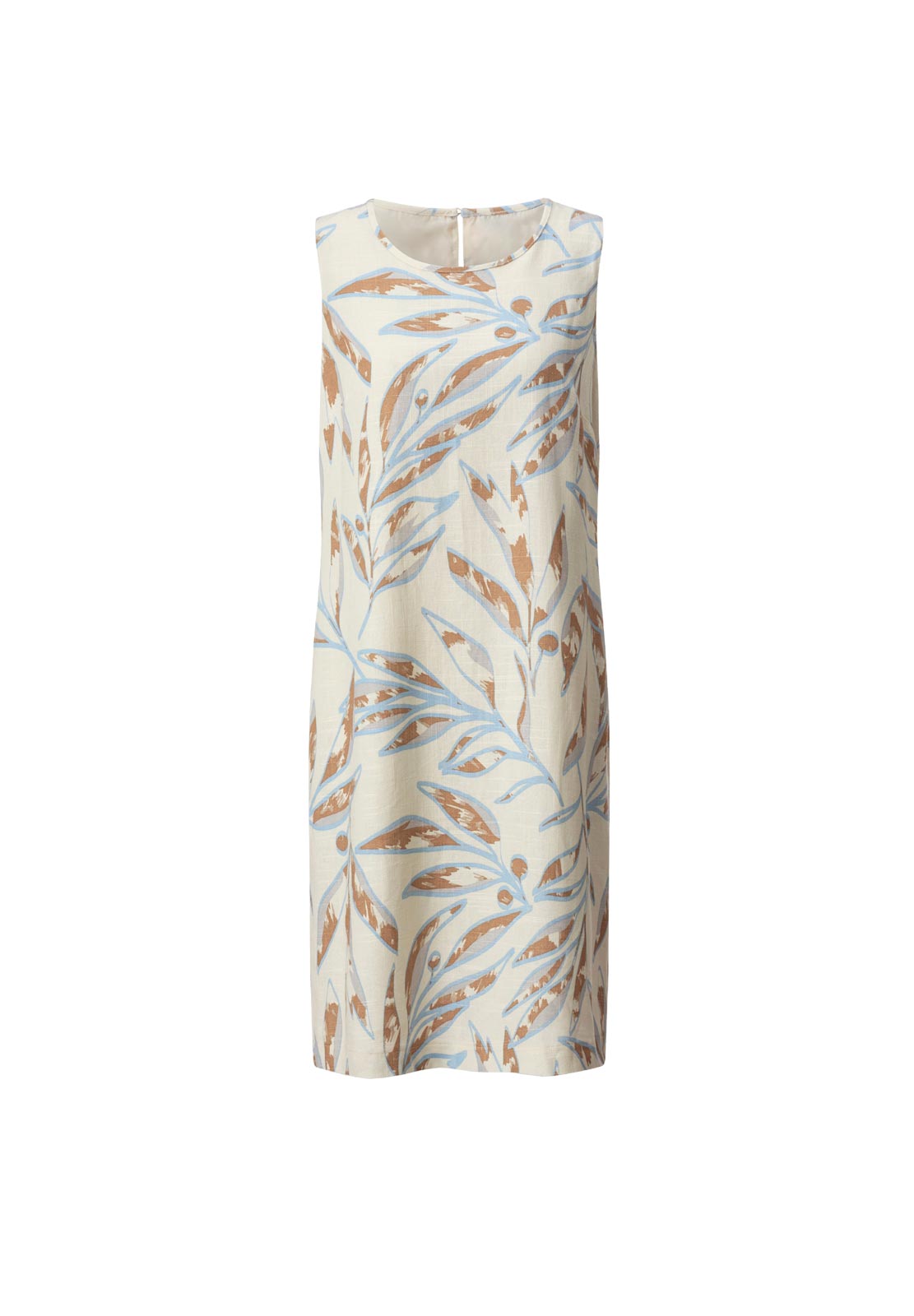 Viskose-Leinen-Etuikleid, champagner-gemustert Viskose-Leinen-Etuikleid, champagner-gemustert