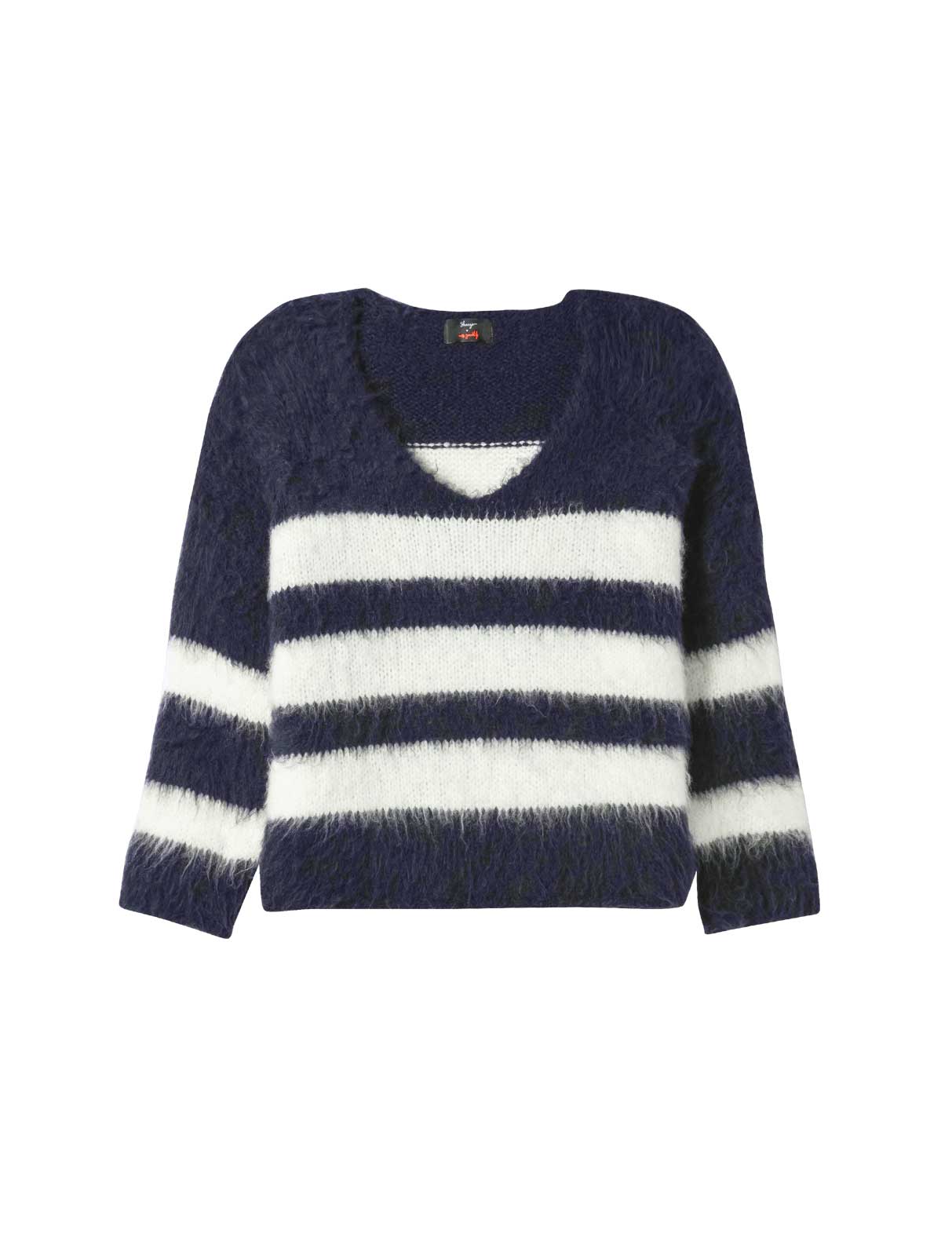 Marken-Flauschpullover, marine-creme Marken-Flauschpullover, marine-creme