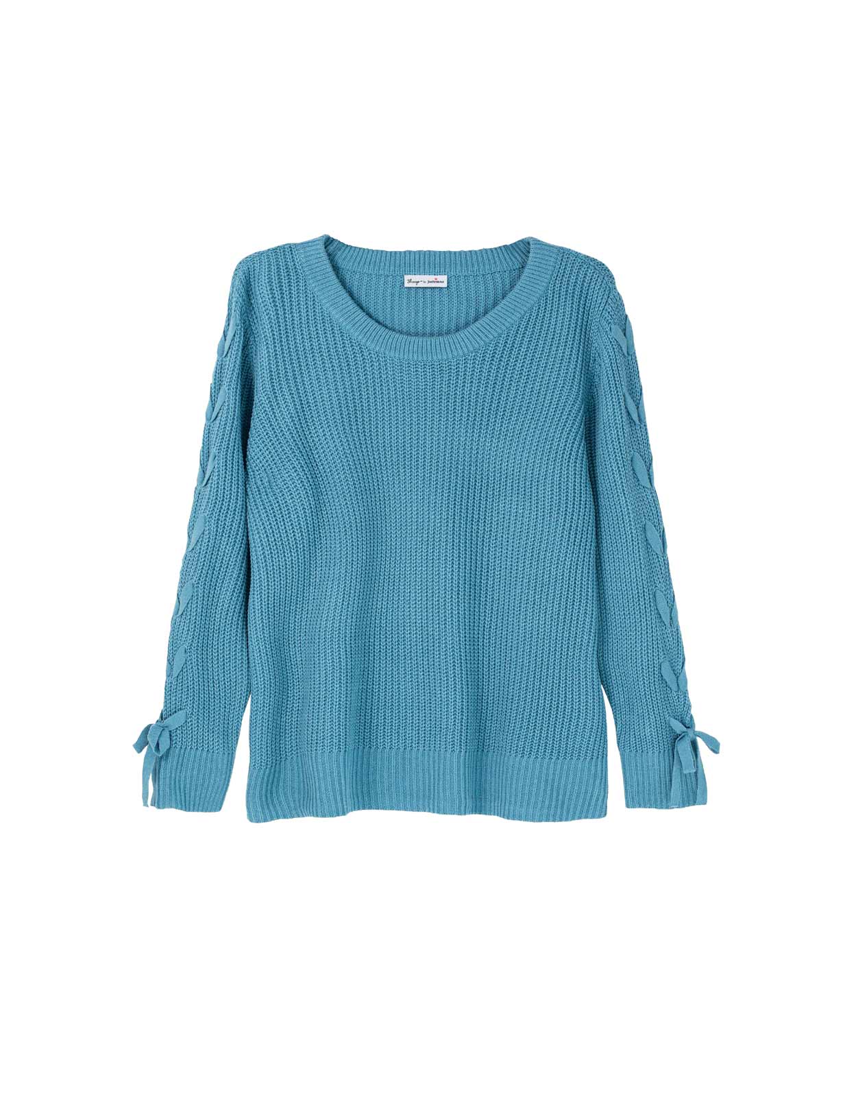 Pullover m. eingeflochtenen B?ndern am ?rmel, blau Pullover m. eingeflochtenen B?ndern am ?rmel, blau