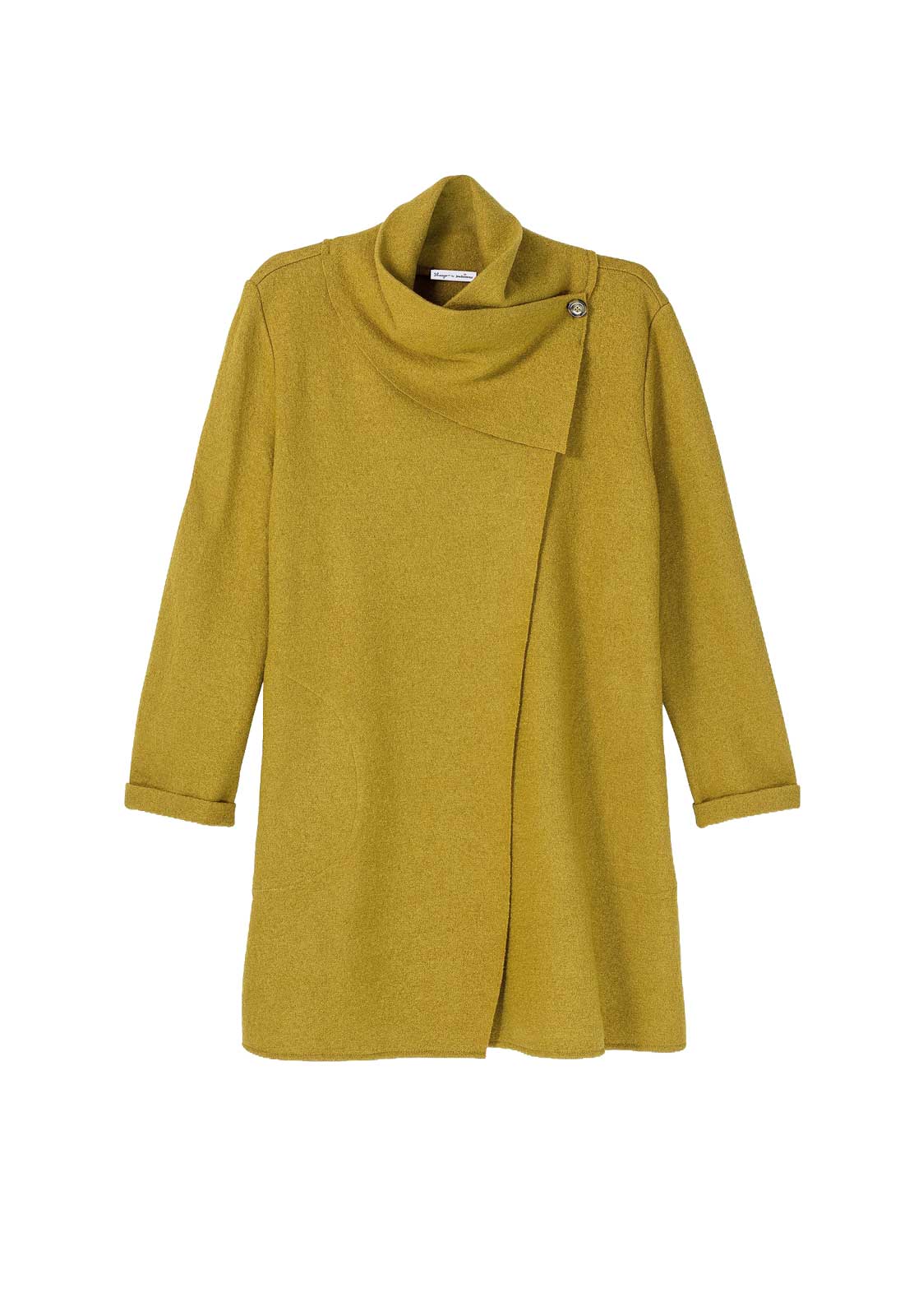 Woll-Kurzmantel in Wickeloptik, senfgelb Woll-Kurzmantel in Wickeloptik, senfgelb