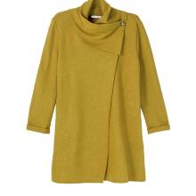 Woll-Kurzmantel in Wickeloptik, senfgelb Woll-Kurzmantel in Wickeloptik, senfgelb