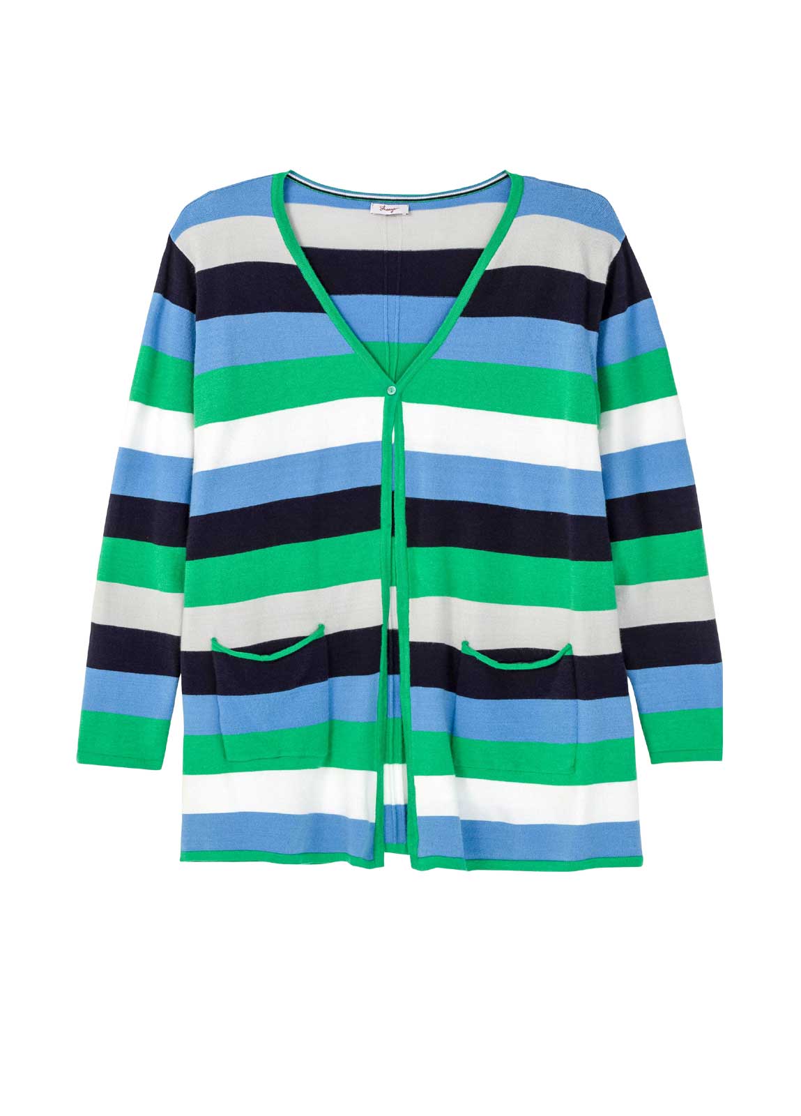 Longstrickjacke m. Blockstreifen, bunt Longstrickjacke m. Blockstreifen, bunt