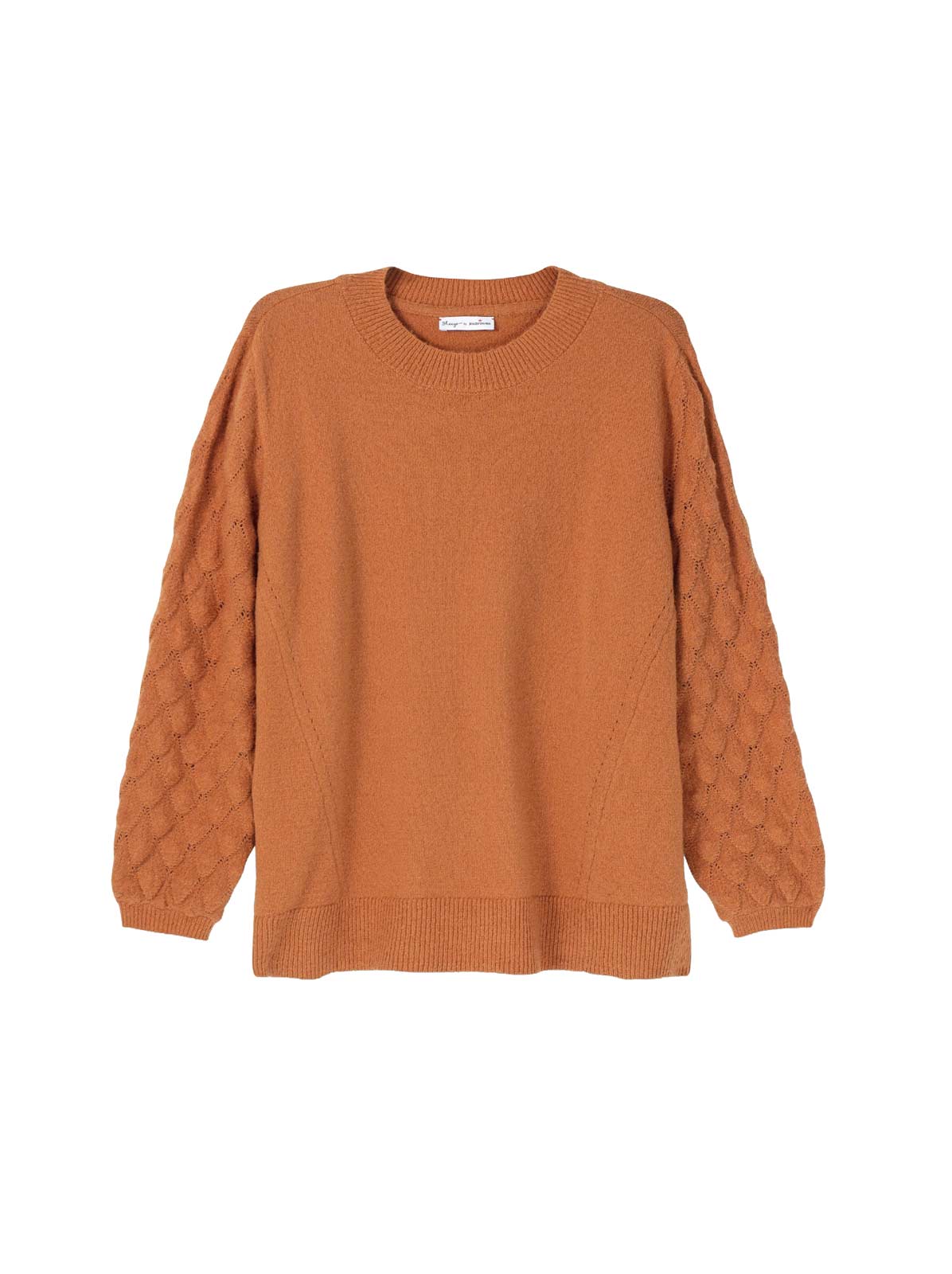 Stehkragenpullover m. Rautenmuster, rostorange Stehkragenpullover m. Rautenmuster, rostorange