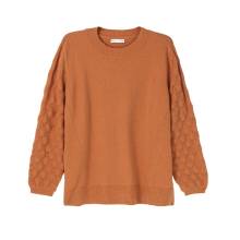 Stehkragenpullover m. Rautenmuster, rostorange Stehkragenpullover m. Rautenmuster, rostorange