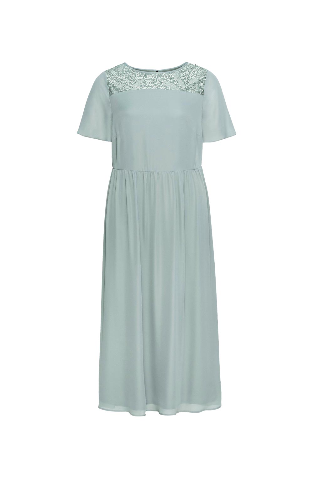 Chiffon-Abendkleid m.Pailletten-Einsatz, eukalyptus Chiffon-Abendkleid m.Pailletten-Einsatz, eukalyptus