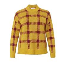 Stehkragenpullover m. Karomuster, senfgelb Stehkragenpullover m. Karomuster, senfgelb