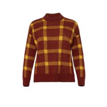 Stehkragenpullover m. Karomuster, burgund Stehkragenpullover m. Karomuster, burgund