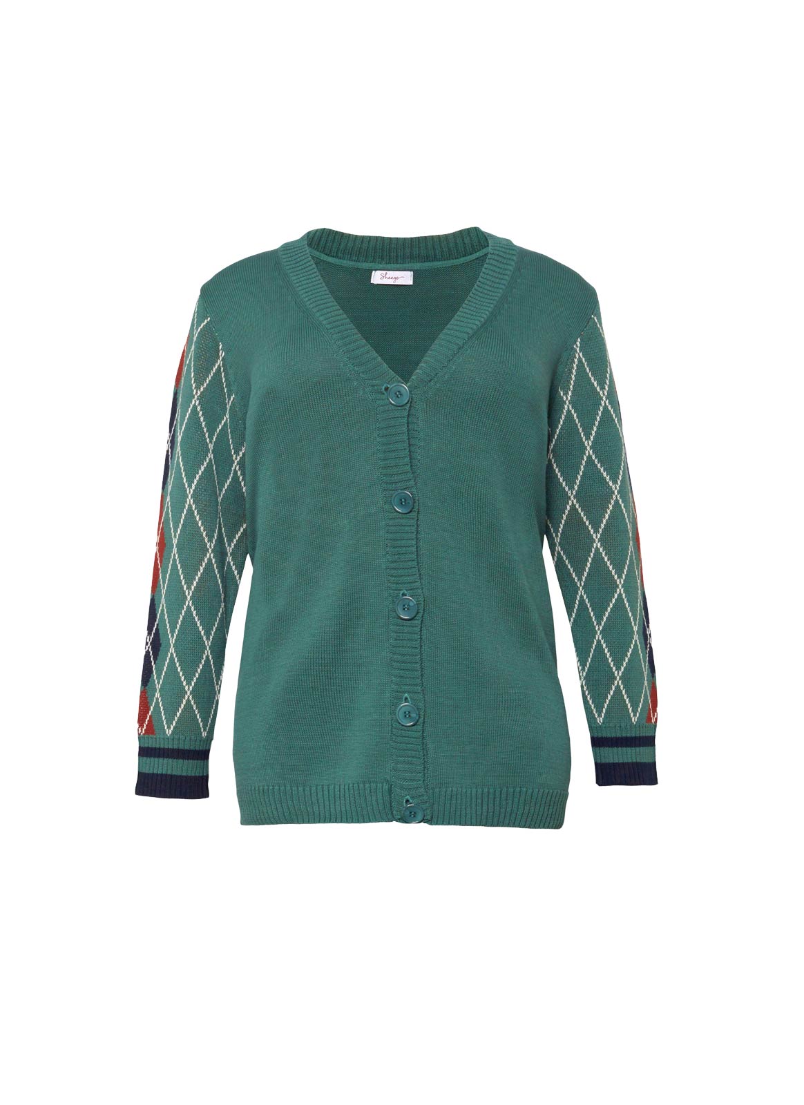 Strickjacke m. Rautenmuster, opalgr?n Strickjacke m. Rautenmuster, opalgr?n