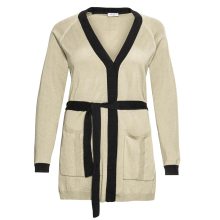 Longstrickjacke m. G?rtel und Kontrastdetails, camel Longstrickjacke m. G?rtel und Kontrastdetails, camel