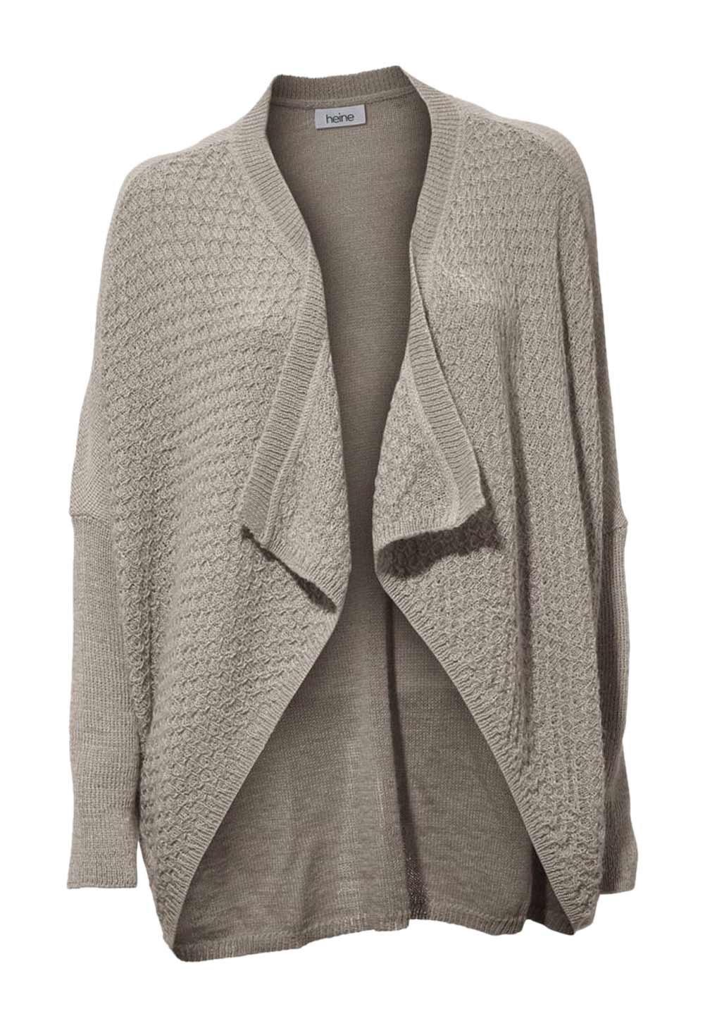 Cardigan Strick Jacke beige Longstrickjacke offen Cardigan Strick Jacke beige Longstrickjacke offen