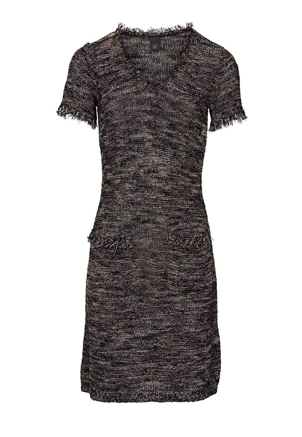 Kleid Strick Pulloverkleid schwarz-beige Kleid Strick Pulloverkleid schwarz-beige