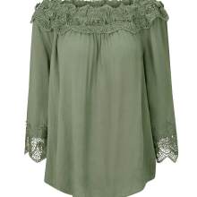 Damen Carmen-Spitzenbluse, khaki Damen Carmen-Spitzenbluse, khaki