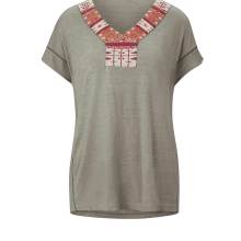 Damen Shirt T-shirt Oberteil Kurzarm Freizeit Frühling mit  Zierperlen, schlamm Damen Shirt T-shirt Oberteil Kurzarm Freizeit Frühling mit  Zierperlen, schlamm