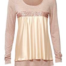 LINEA TESINI Damen Designer-Patchshirt Rosé-Melange LINEA TESINI Damen Designer-Patchshirt Rosé-Melange