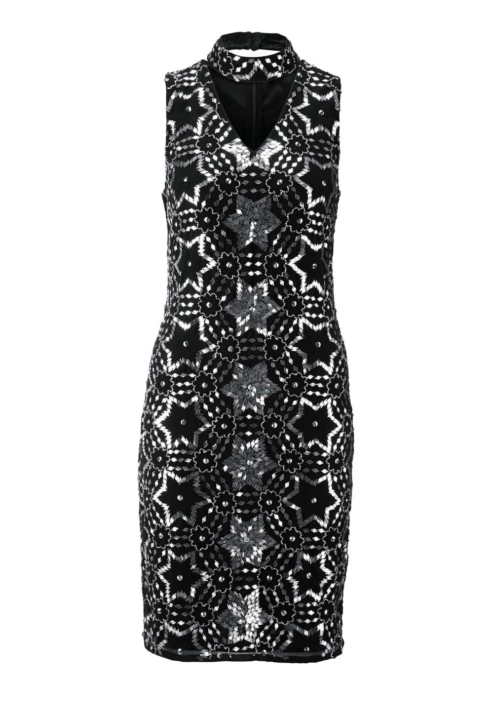 Heine Cocktailkleid mit Pailetten schwarz-silber Heine Cocktailkleid mit Pailetten schwarz-silber