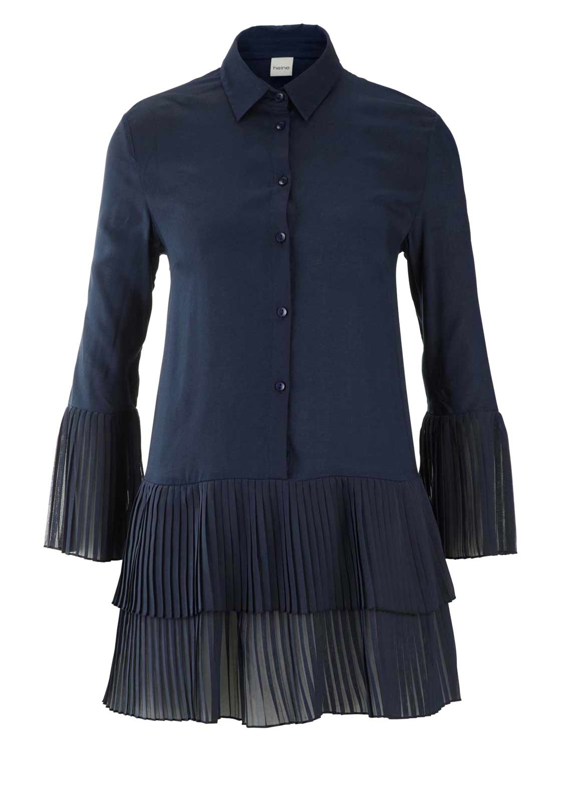 Damen Bluse Tunika Oberteil Freizeit Frühling  m. Volants Nachtblau HEINE Damen Bluse Tunika Oberteil Freizeit Frühling  m. Volants Nachtblau HEINE