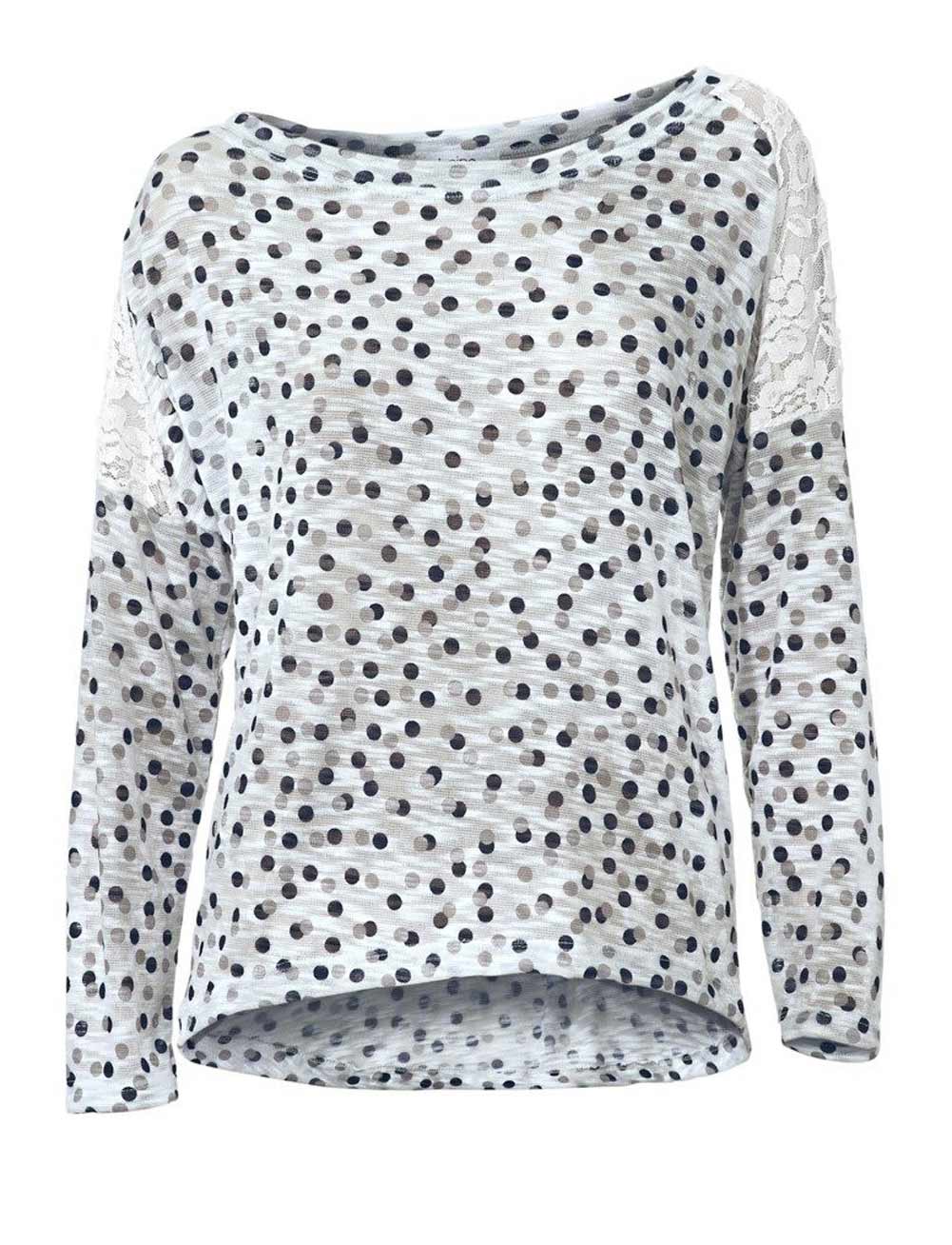 Damen Pullover Strickpullover weiß gemustert 48 50 softer Feinstrick mit Spitze Damen Pullover Strickpullover weiß gemustert 48 50 softer Feinstrick mit Spitze