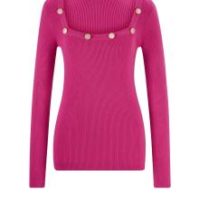 Designer-Carree-Rippenstrickpullover, pink Designer-Carree-Rippenstrickpullover, pink