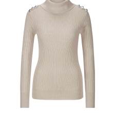 Damen Pullover  Rollkragenpullover Rolli Strickpullover  mit Zierknöpfen, sand Damen Pullover  Rollkragenpullover Rolli Strickpullover  mit Zierknöpfen, sand