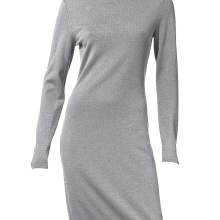 Kleid Strick mit Rollkragen Pulloverkleid grau-melange Kleid Strick mit Rollkragen Pulloverkleid grau-melange
