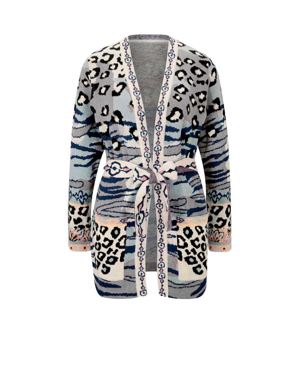 Damen Strickjacke Cardigan Jacke gestrickt mit Gürtel Taschen sesam bunt Damen Strickjacke Cardigan Jacke gestrickt mit Gürtel Taschen sesam bunt