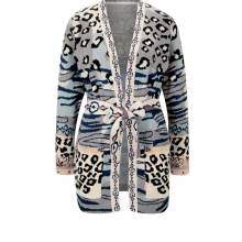 Damen Strickjacke Cardigan Jacke gestrickt mit Gürtel Taschen sesam bunt Damen Strickjacke Cardigan Jacke gestrickt mit Gürtel Taschen sesam bunt