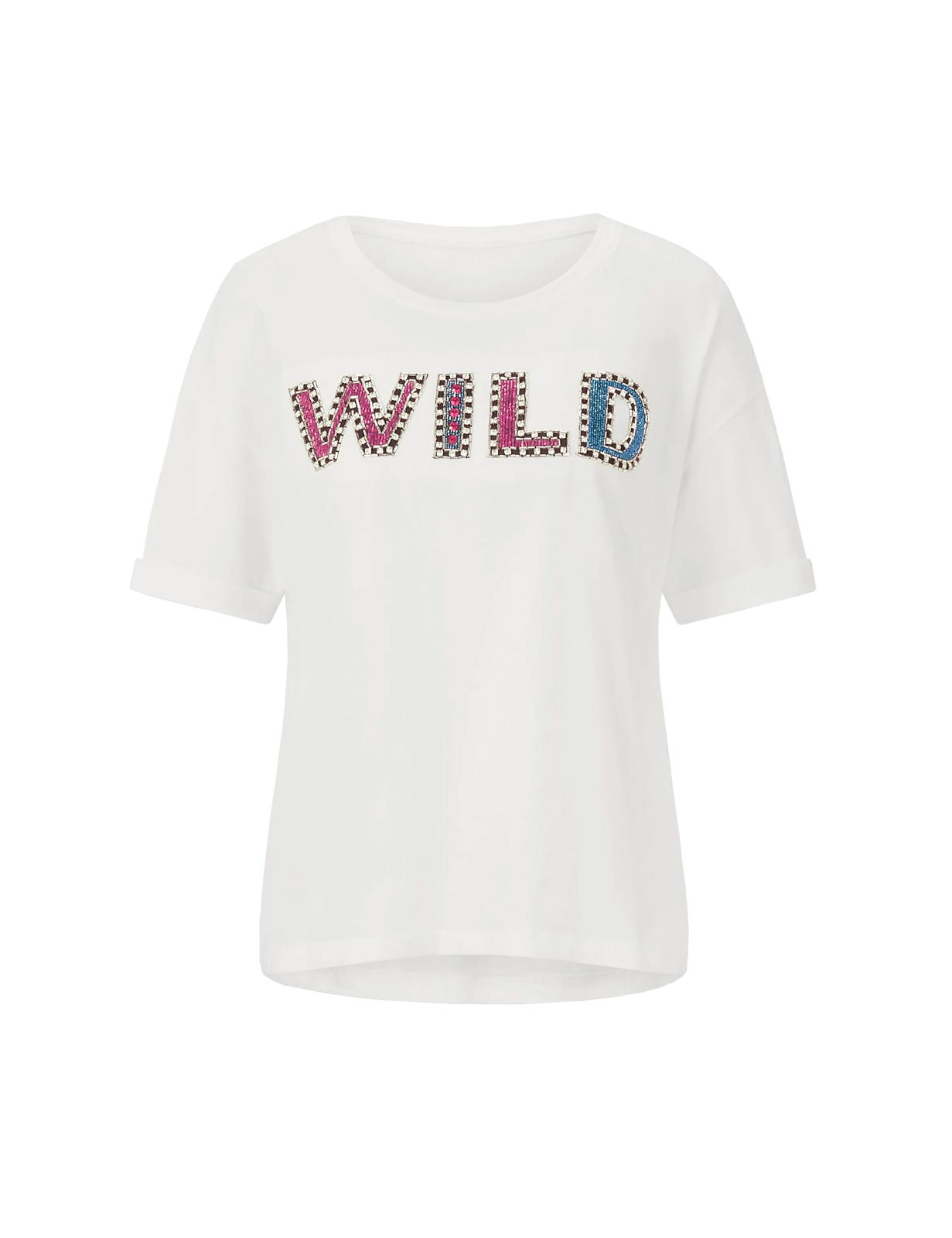 Damen Shirt T-shirt Oberteil Kurzarm Jersey Freizeit Frühling mit Perlen, weiß Damen Shirt T-shirt Oberteil Kurzarm Jersey Freizeit Frühling mit Perlen, weiß