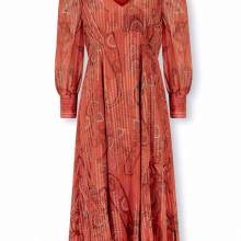 Damen Kleid Chiffonkleid Frühling  Freizeitkleid langarm Druckkleid, papaya gold Damen Kleid Chiffonkleid Frühling  Freizeitkleid langarm Druckkleid, papaya gold