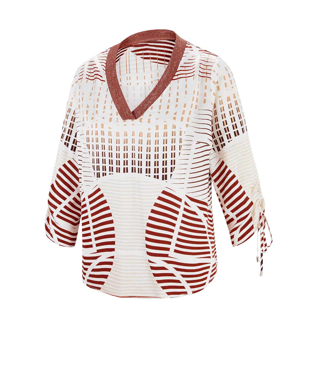 Damen Druckbluse, elfenbein-rostrot Damen Druckbluse, elfenbein-rostrot