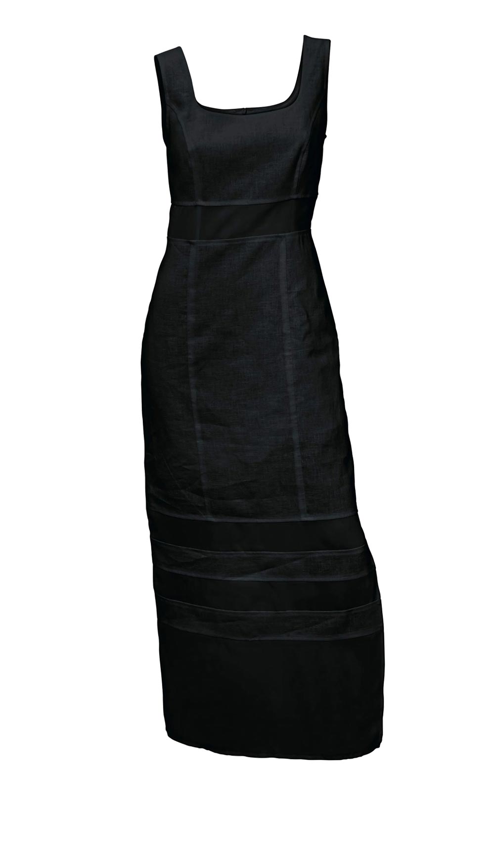 Maxikleid aus Leinen mit Georgette, schwarz von Heine Maxikleid aus Leinen mit Georgette, schwarz von Heine