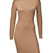 Kleid Strick Rollkragen Pulloverkleid camel knielang lange Ärmel braun Kleid Strick Rollkragen Pulloverkleid camel knielang lange Ärmel braun