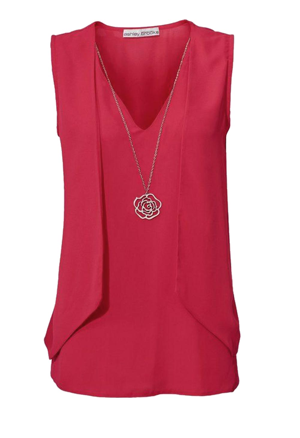 Blusentop mit Kette, rot von Ashley Brooke Blusentop mit Kette, rot von Ashley Brooke