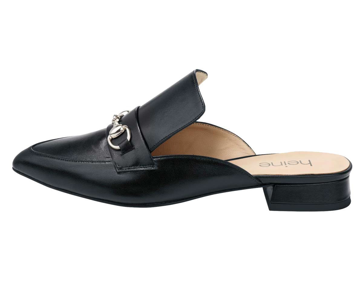 HEINE Damen Lederpantolette Schwarz HEINE Damen Lederpantolette Schwarz