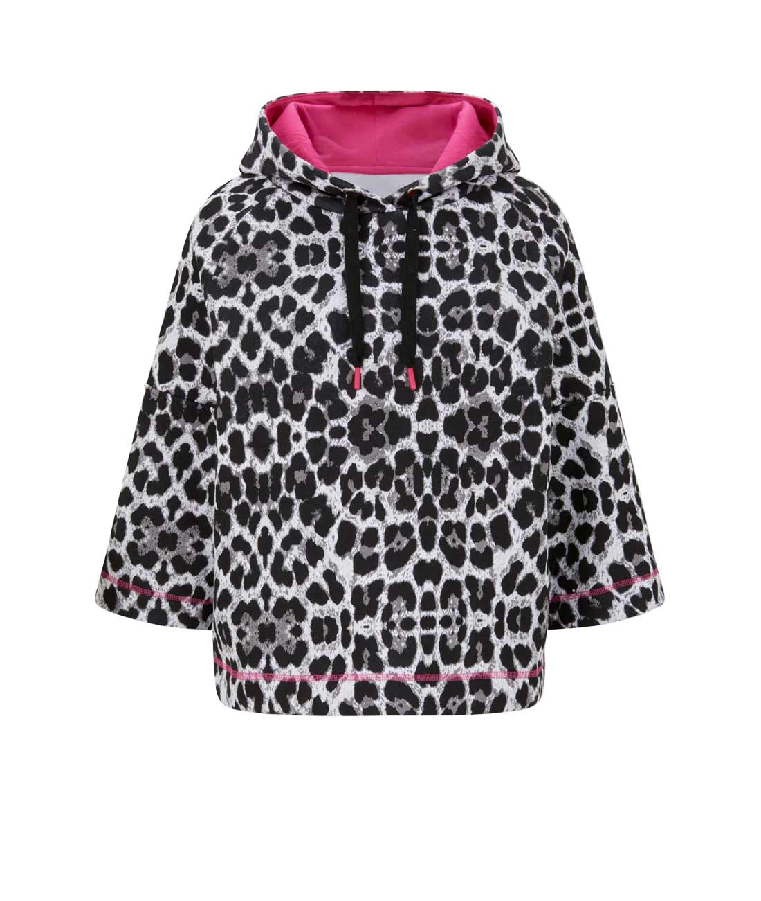 Damen Sweatshirt Kaputzenpulli Pulli Pullover Leo Druck , grau-fuchsia-bedruckt Damen Sweatshirt Kaputzenpulli Pulli Pullover Leo Druck , grau-fuchsia-bedruckt