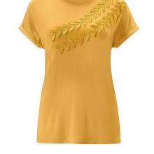 Damen Shirt Jersey mit Spitze Oberteil T-Shirt Frühling Création L Damen Shirt Jersey mit Spitze Oberteil T-Shirt Frühling Création L