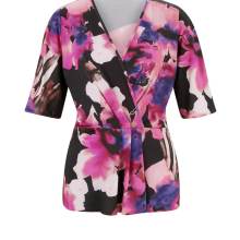 Damen Wickelshirt, schwarz-magenta Damen Wickelshirt, schwarz-magenta