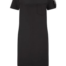 Damen Kleid Jerseykleid Etuikleid Minikleid Stickerei und Tasche schwarz Damen Kleid Jerseykleid Etuikleid Minikleid Stickerei und Tasche schwarz