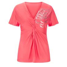 Damen Knotenshirt mit Pailletten, hummer Damen Knotenshirt mit Pailletten, hummer