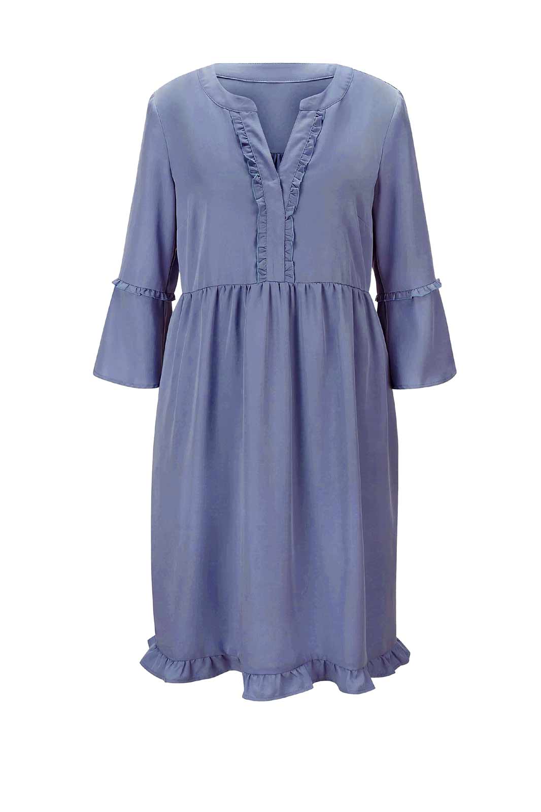 Damen Kleid Minikleid  mit Rüschen  Rüschenkleid Sommer Frühling blau Damen Kleid Minikleid  mit Rüschen  Rüschenkleid Sommer Frühling blau