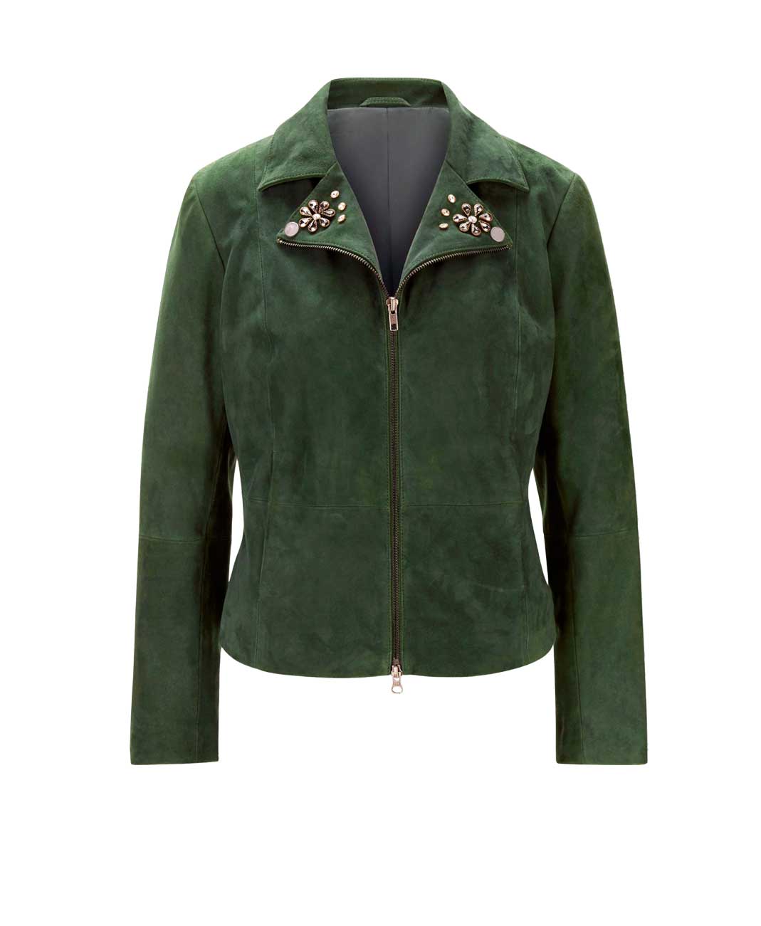 Damen Jacke Lederjacke grün Bikerjacke kurz mit Strass 40 Damen Jacke Lederjacke grün Bikerjacke kurz mit Strass 40