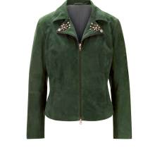 Damen Jacke Lederjacke grün Bikerjacke kurz mit Strass 40 Damen Jacke Lederjacke grün Bikerjacke kurz mit Strass 40
