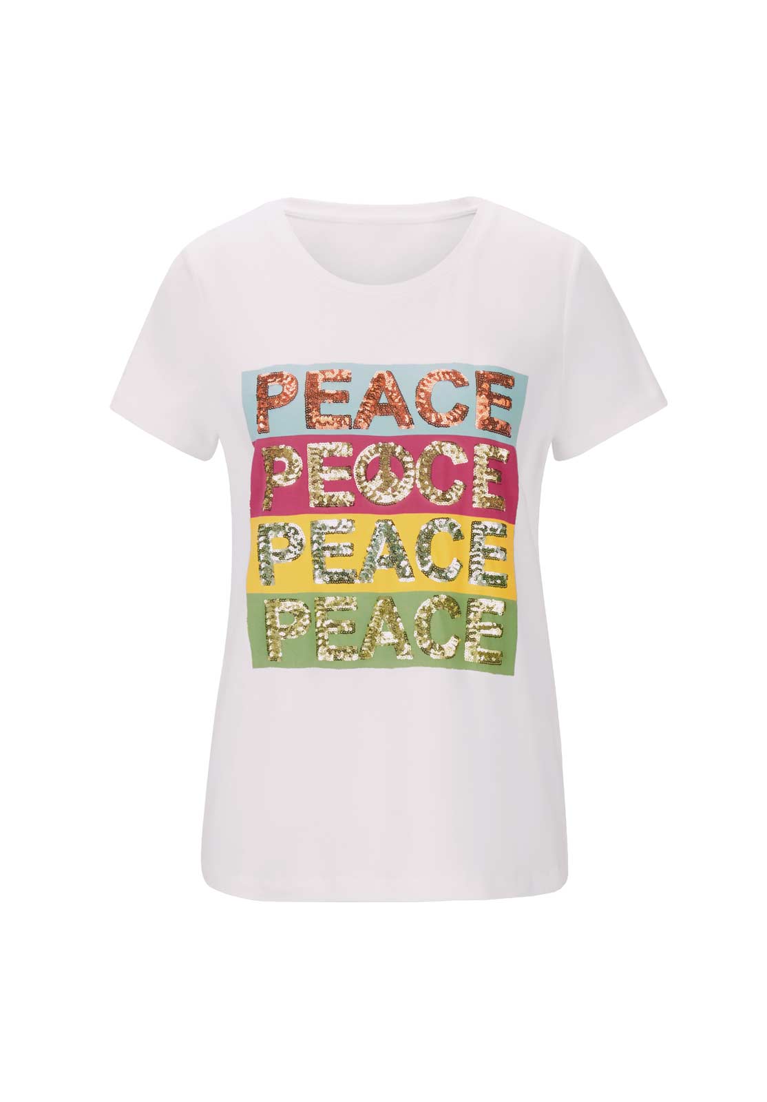 Shirt mit Schriftzug aus Pailletten, wei?-bedruckt Shirt mit Schriftzug aus Pailletten, wei?-bedruckt