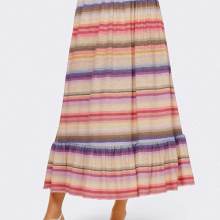 Damen Rock Maxirock Jerseyrock mit Streifen Sommerrock  bunt gestreift Damen Rock Maxirock Jerseyrock mit Streifen Sommerrock  bunt gestreift