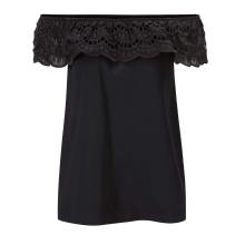 Damen Shirt Carmen Oberteil Sommer Frühling Carmenshirt mit  Spitze, schwarz Damen Shirt Carmen Oberteil Sommer Frühling Carmenshirt mit  Spitze, schwarz