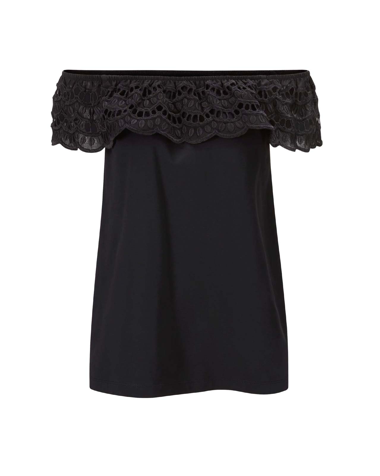 Damen Shirt Carmen Oberteil Sommer Frühling Carmenshirt mit  Spitze, schwarz Damen Shirt Carmen Oberteil Sommer Frühling Carmenshirt mit  Spitze, schwarz