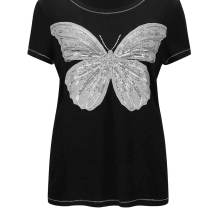 Damen Shirt mit Pailletten, schwarz-silber Damen Shirt mit Pailletten, schwarz-silber