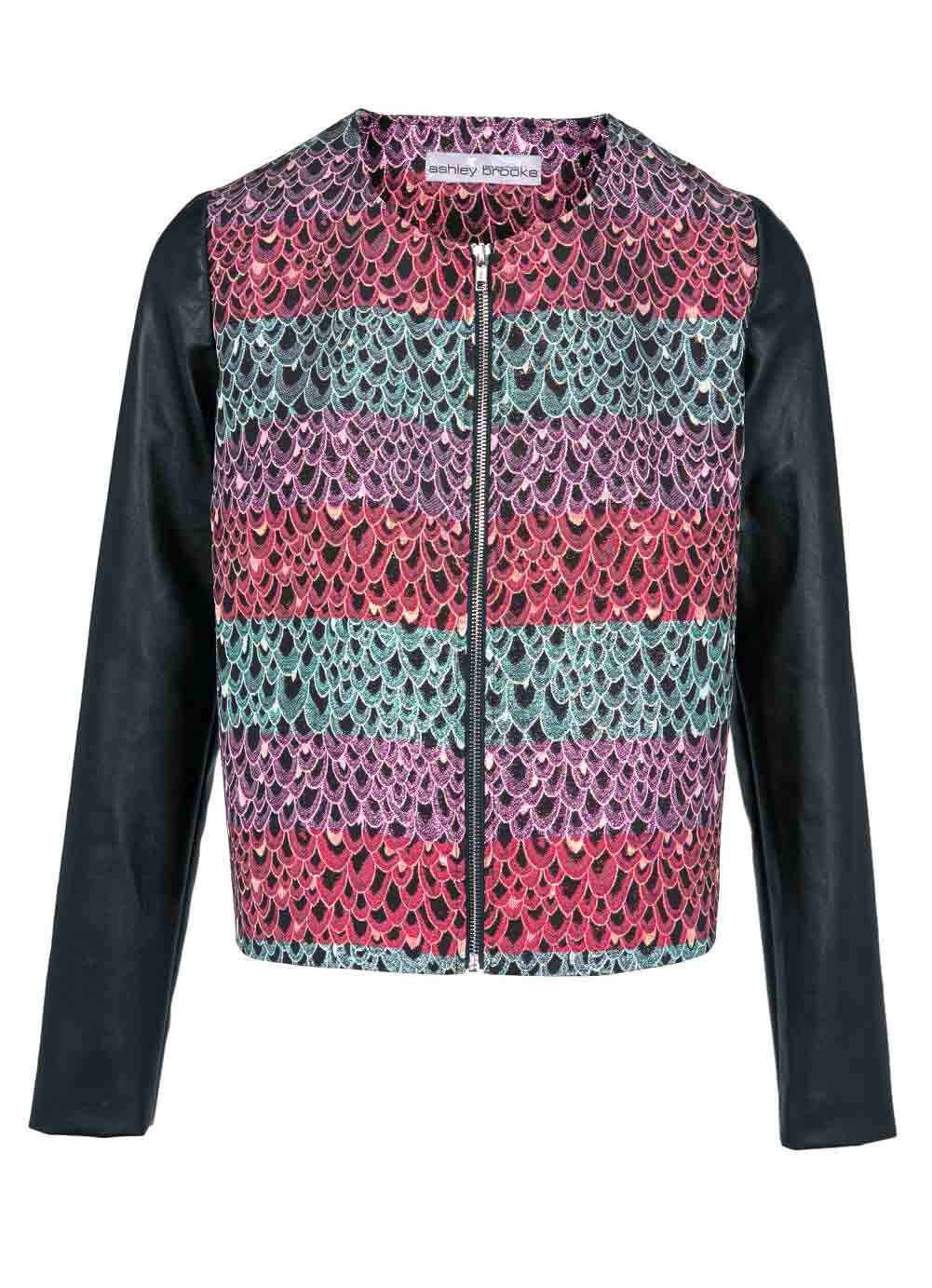 ASHLEY BROOKE Damen Blazer aus Kunstleder schwarz bunt ASHLEY BROOKE Damen Blazer aus Kunstleder schwarz bunt