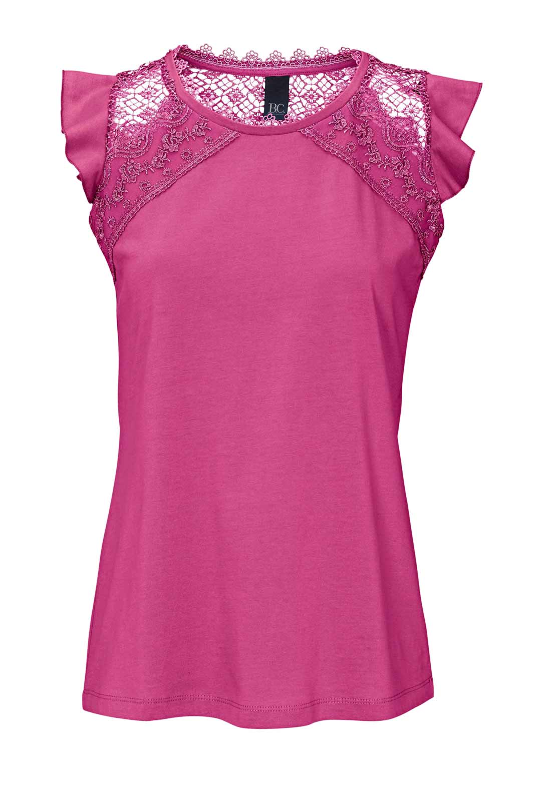 HEINE Damen Designer-Jerseyshirt m. Häkelspitze Pink HEINE Damen Designer-Jerseyshirt m. Häkelspitze Pink