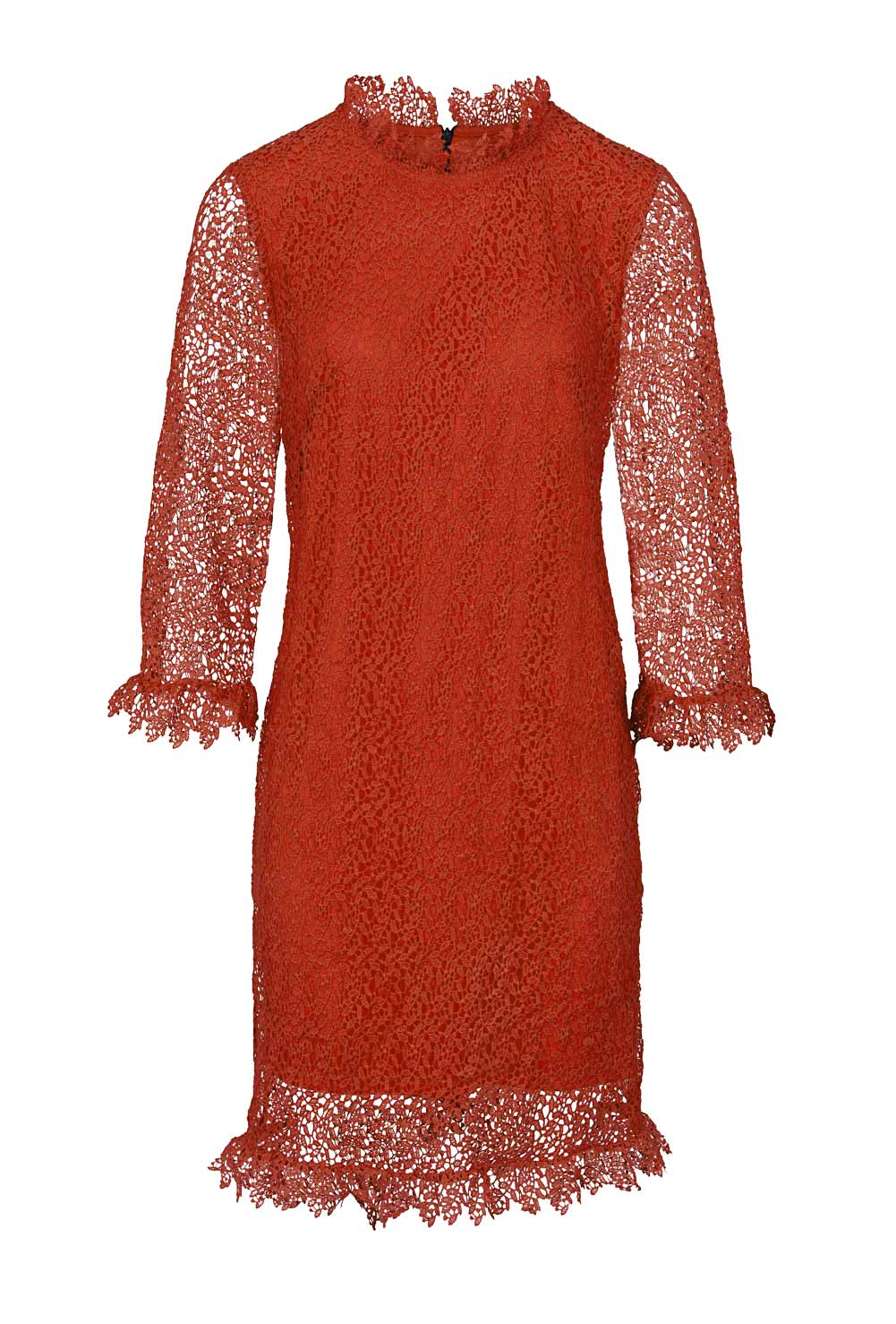 ASHLEY BROOKE Damen Spitzenkleid Häkelspitzenkleid mit Rüschen Ziegelrot ASHLEY BROOKE Damen Spitzenkleid Häkelspitzenkleid mit Rüschen Ziegelrot