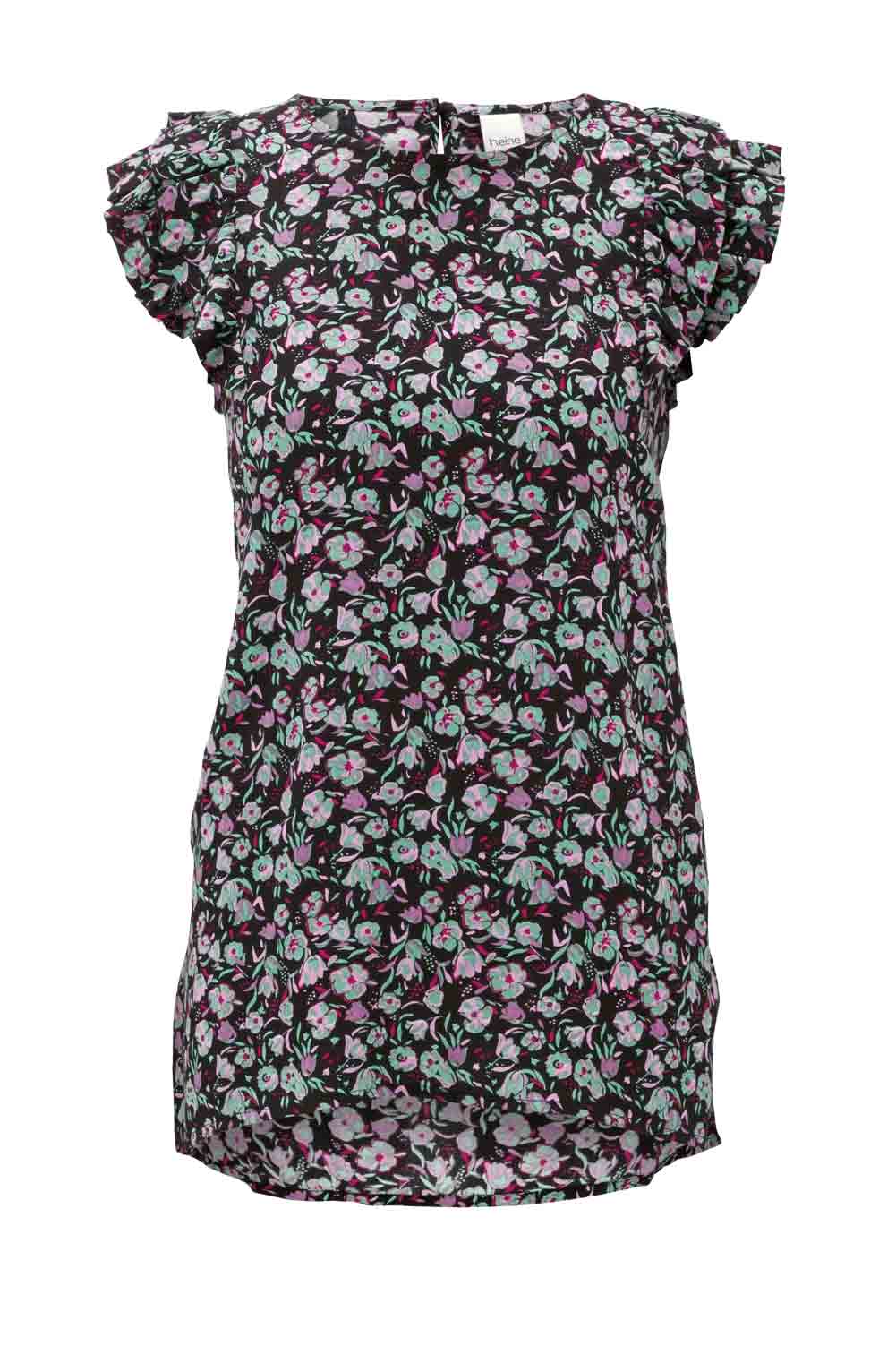 Heine Damen Bluse Tunika Druckbluse schwarz-bunt 278.645 Heine Damen Bluse Tunika Druckbluse schwarz-bunt 278.645